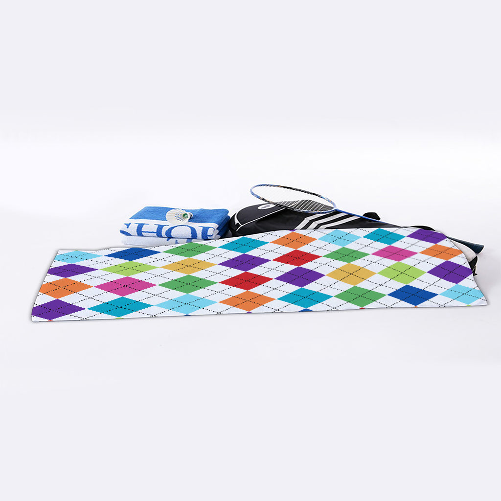 Colorful Argyle Pattern Print Sports Towel