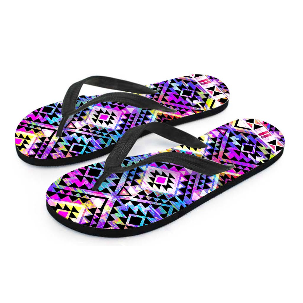 Colorful Aztec Pattern Print Flip Flops