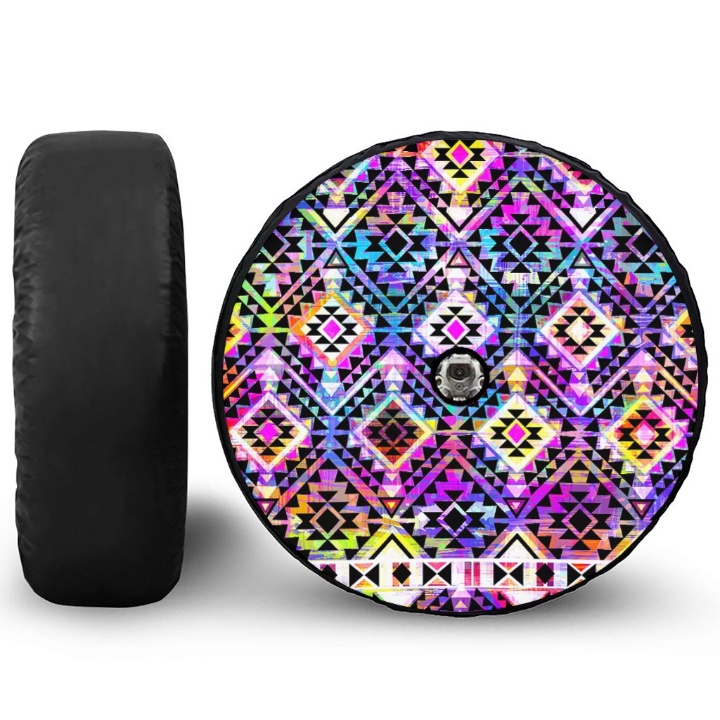 Colorful Aztec Pattern Print Tire Cover With Camera Hole