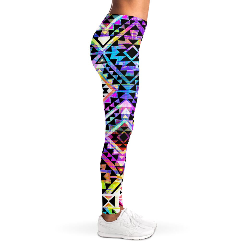Colorful Aztec Pattern Print Women's Leggings