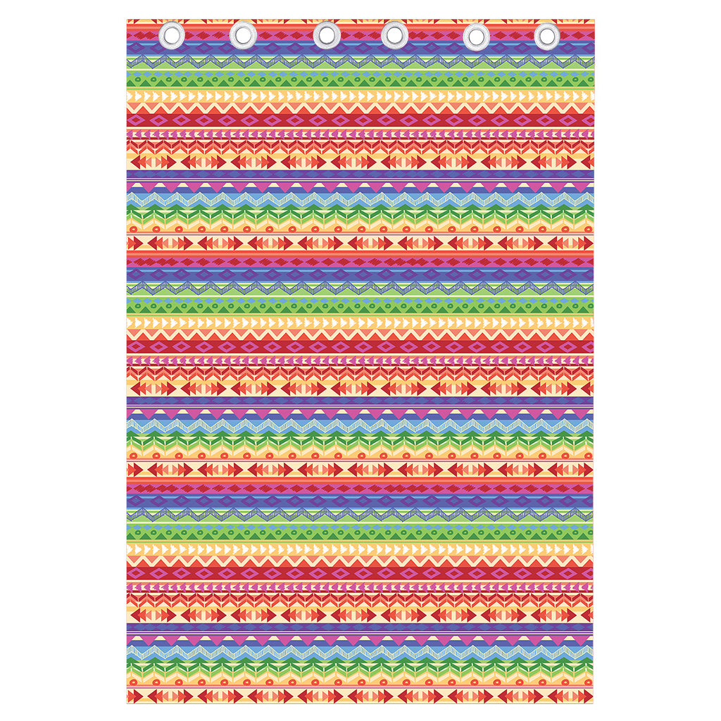 Colorful Aztec Tribal Pattern Print Curtain