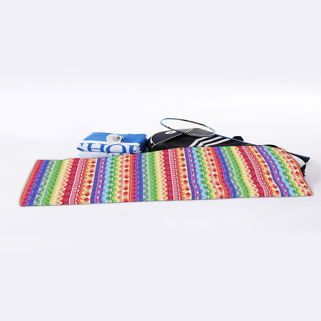 Colorful Aztec Tribal Pattern Print Sports Towel