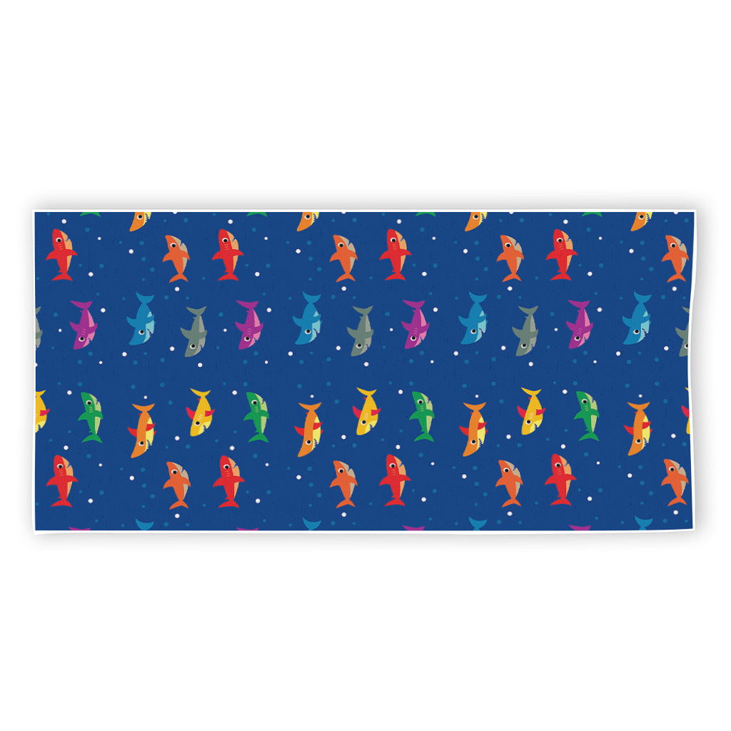 Colorful Baby Sharks Pattern Print Beach Towel