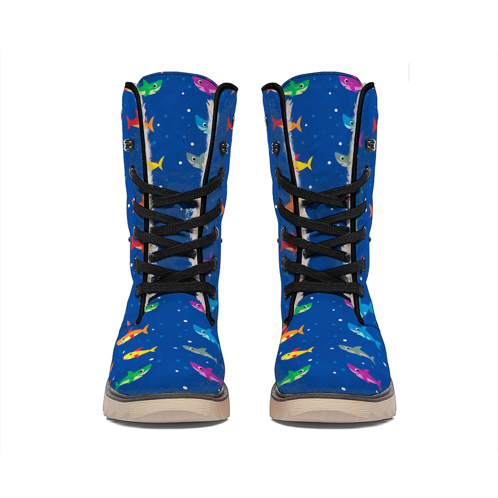 Colorful Baby Sharks Pattern Print Winter Boots