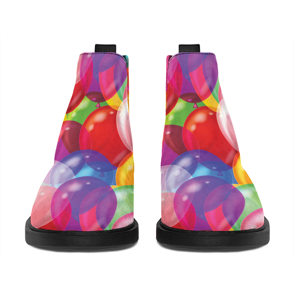 Colorful Balloon Pattern Print Flat Ankle Boots