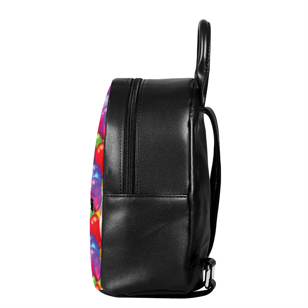 Colorful Balloon Pattern Print Leather Backpack
