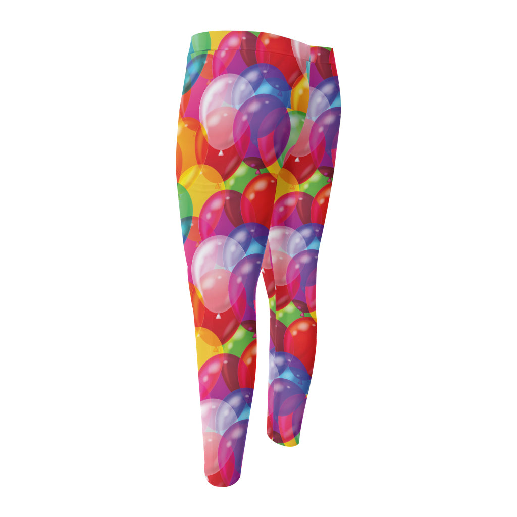 Colorful Balloon Pattern Print Men's Compression Pants