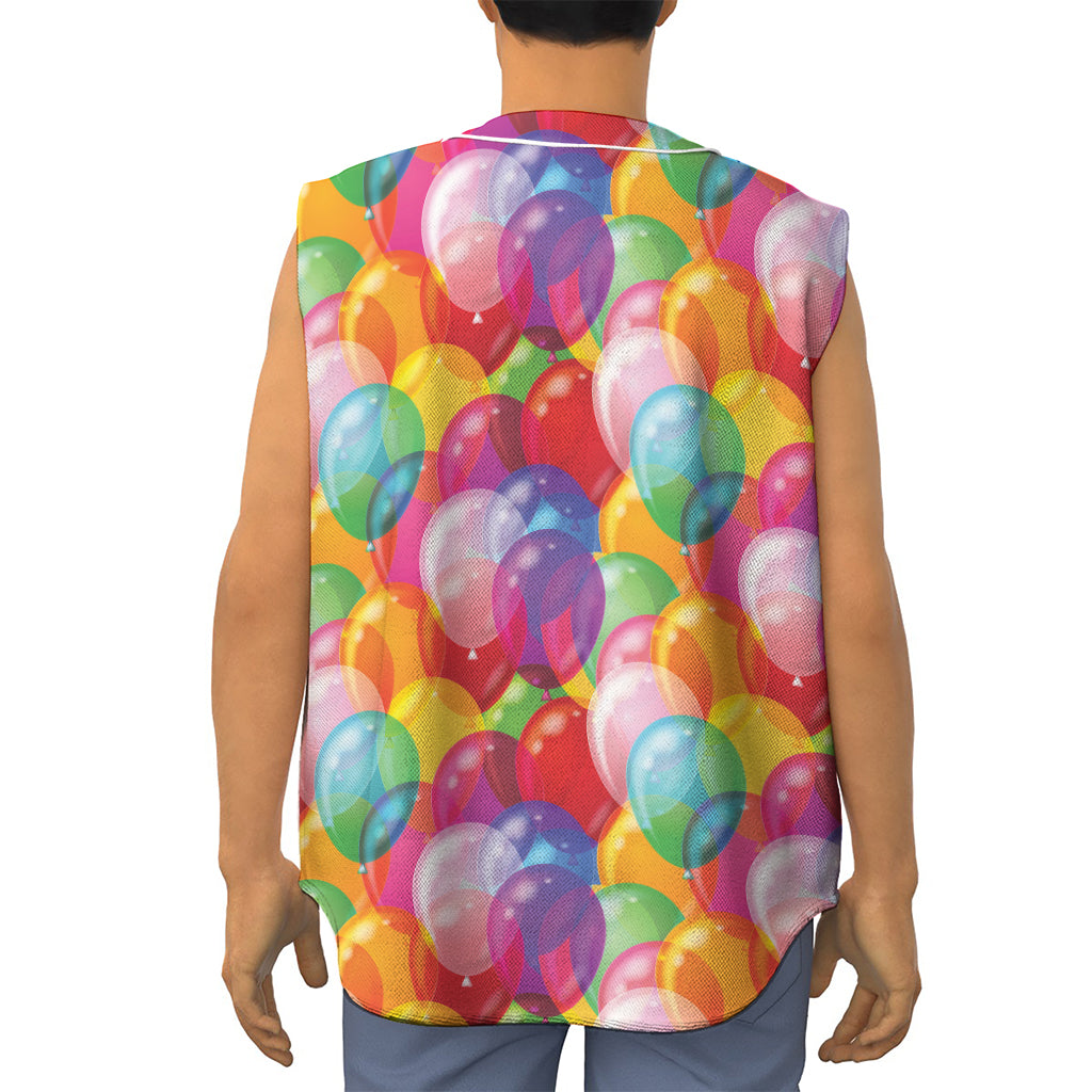 Colorful Balloon Pattern Print Sleeveless Baseball Jersey