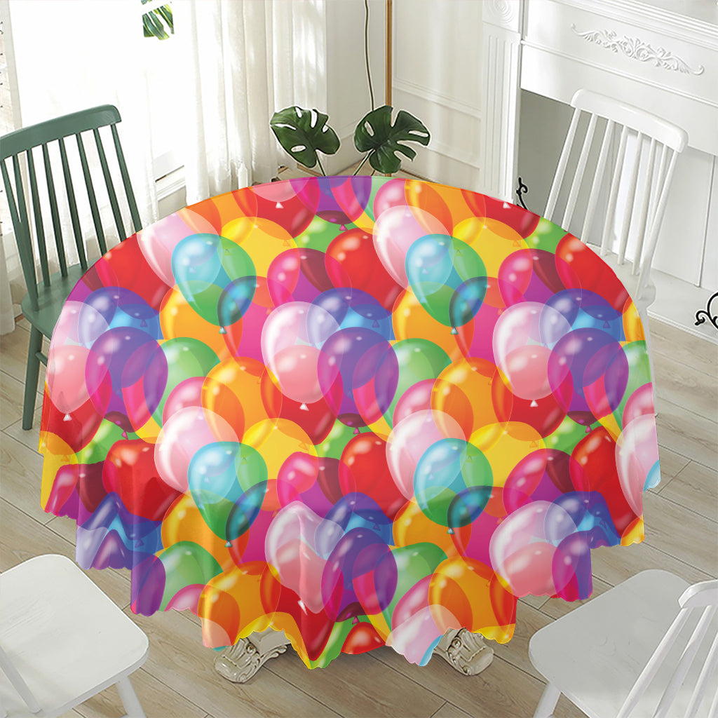 Colorful Balloon Pattern Print Waterproof Round Tablecloth
