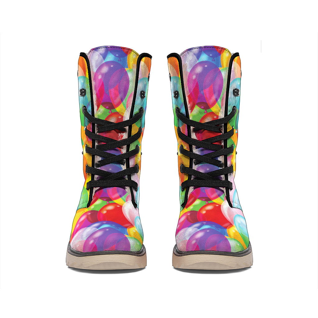 Colorful Balloon Pattern Print Winter Boots