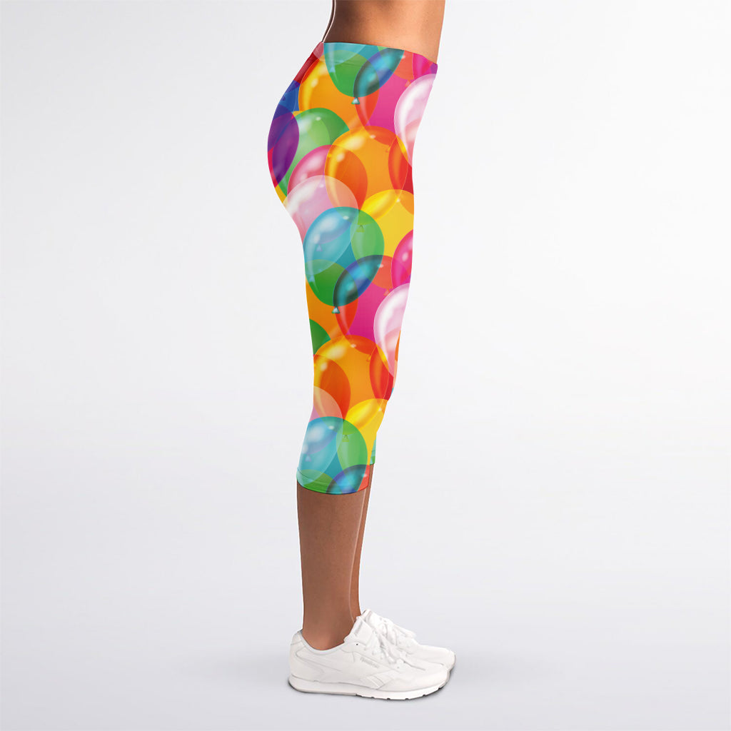 Colorful Balloon Pattern Print Women's Capri Leggings