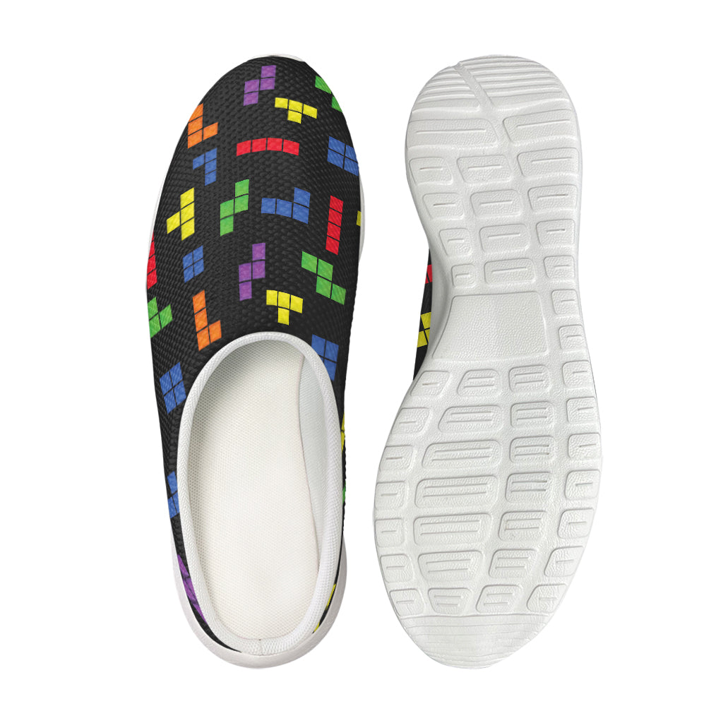 Colorful Block Puzzle Game Pattern Print Mesh Casual Shoes