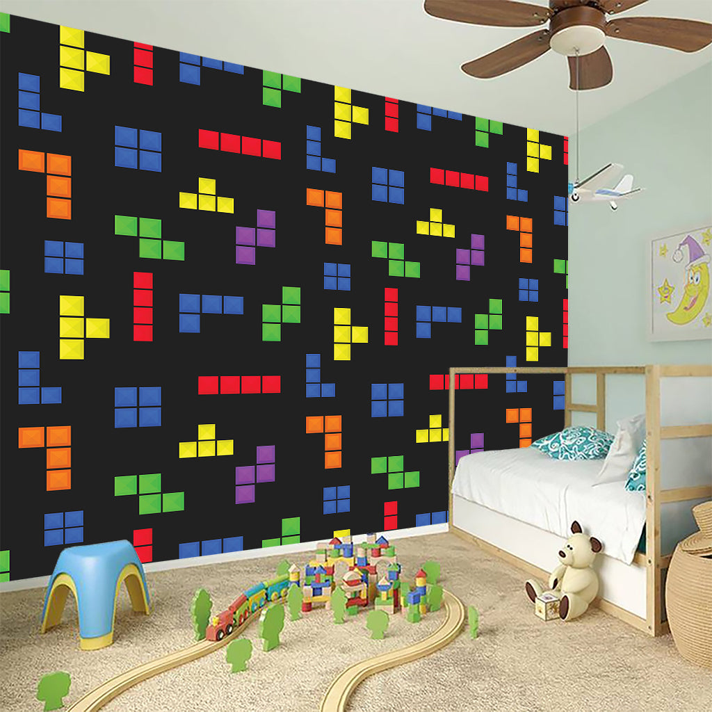 Colorful Block Puzzle Game Pattern Print Wall Sticker