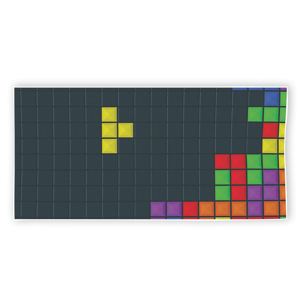 Colorful Block Puzzle Video Game Print Beach Towel