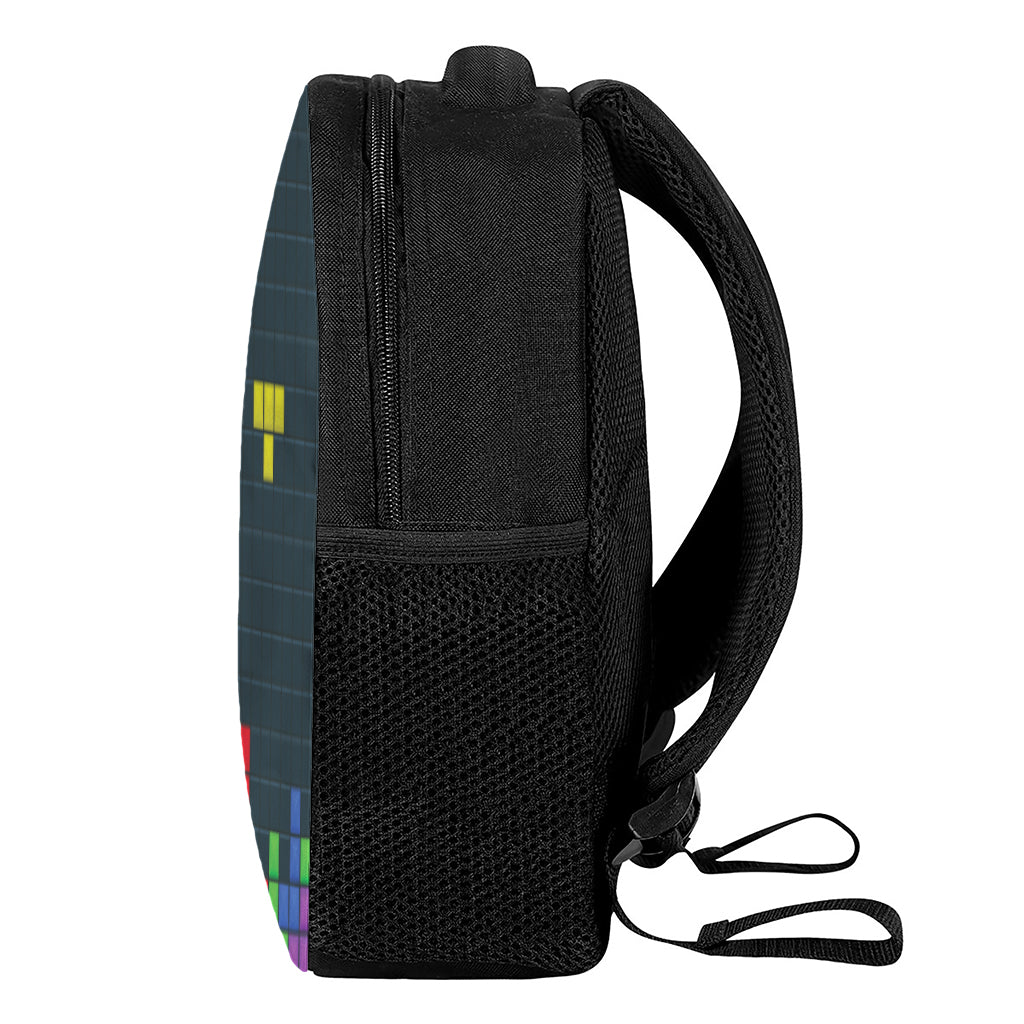Colorful Block Puzzle Video Game Print Casual Backpack