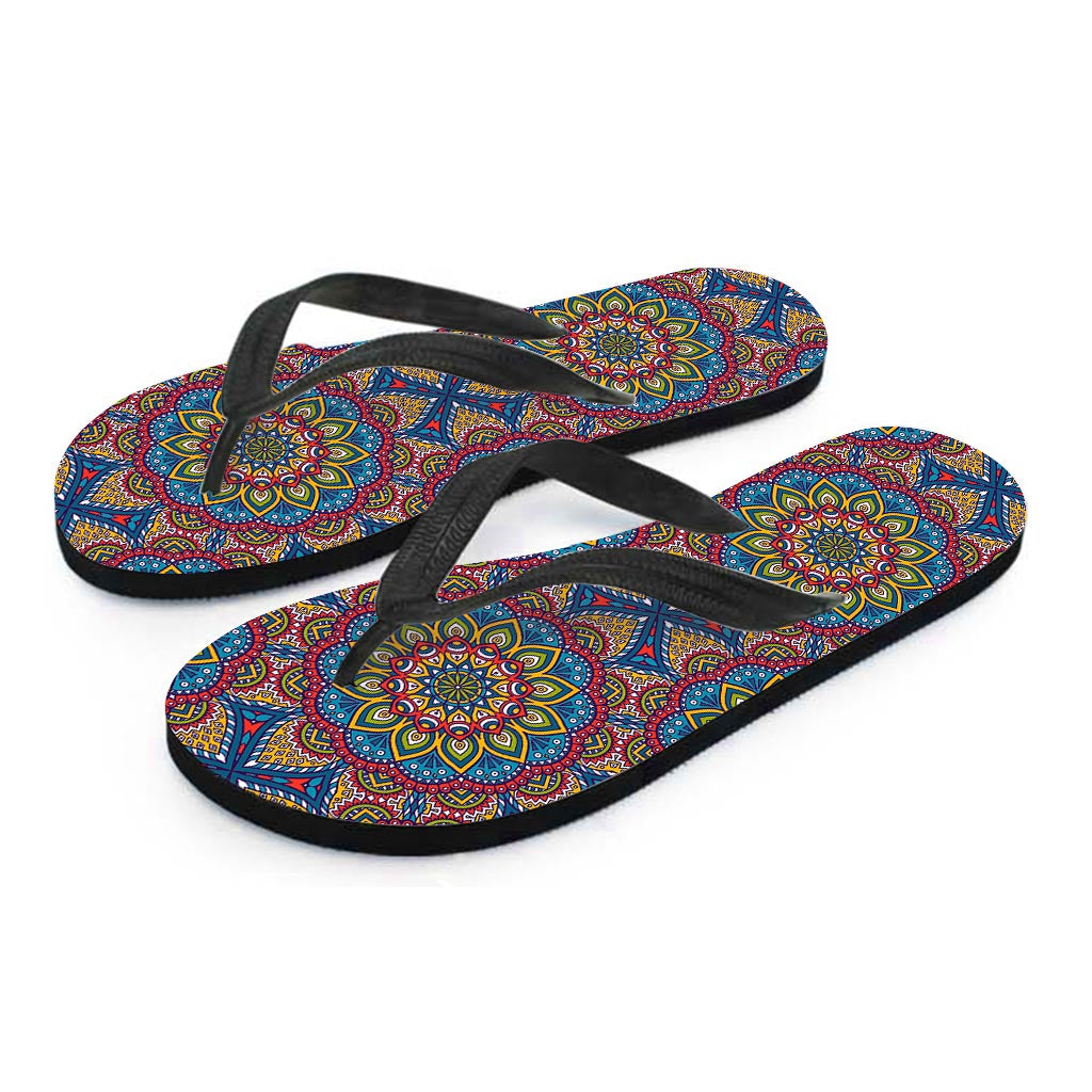 Colorful Bohemian Mandala Pattern Print Flip Flops