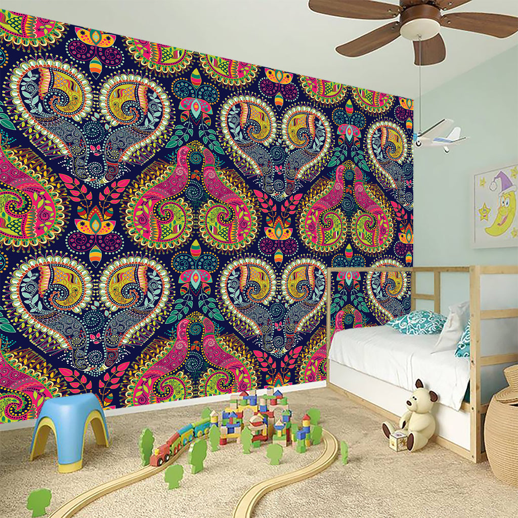 Colorful Boho Paisley Pattern Print Wall Sticker