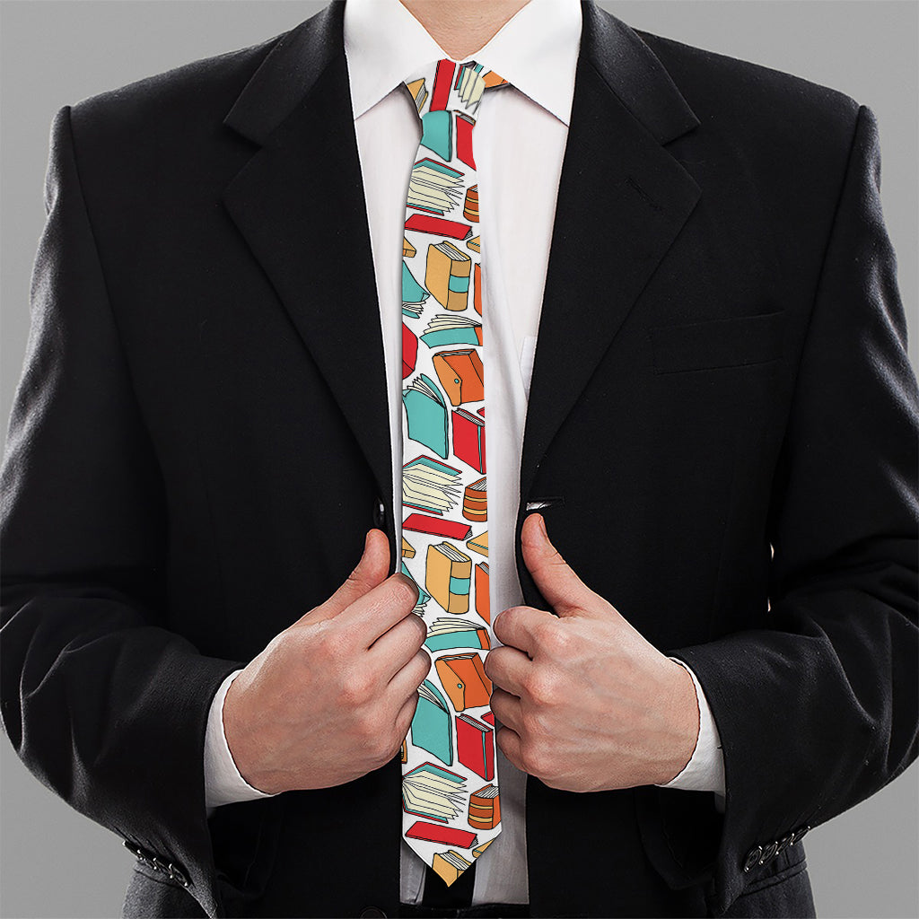 Colorful Books Pattern Print Necktie