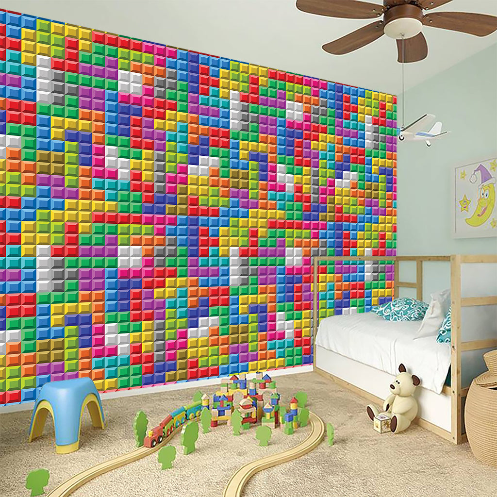 Colorful Brick Puzzle Game Pattern Print Wall Sticker