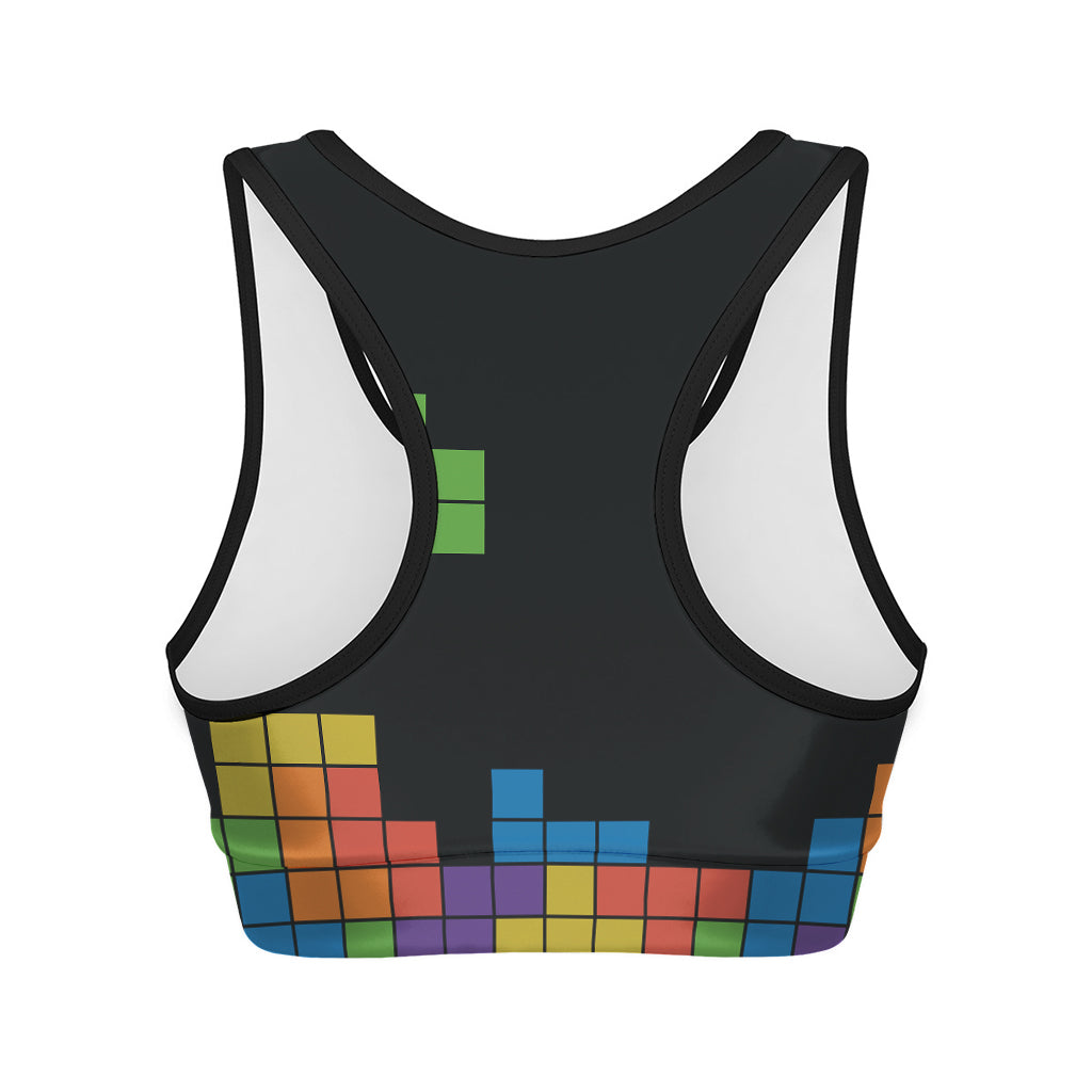Colorful Brick Puzzle Video Game Print Women's Sports Bra
