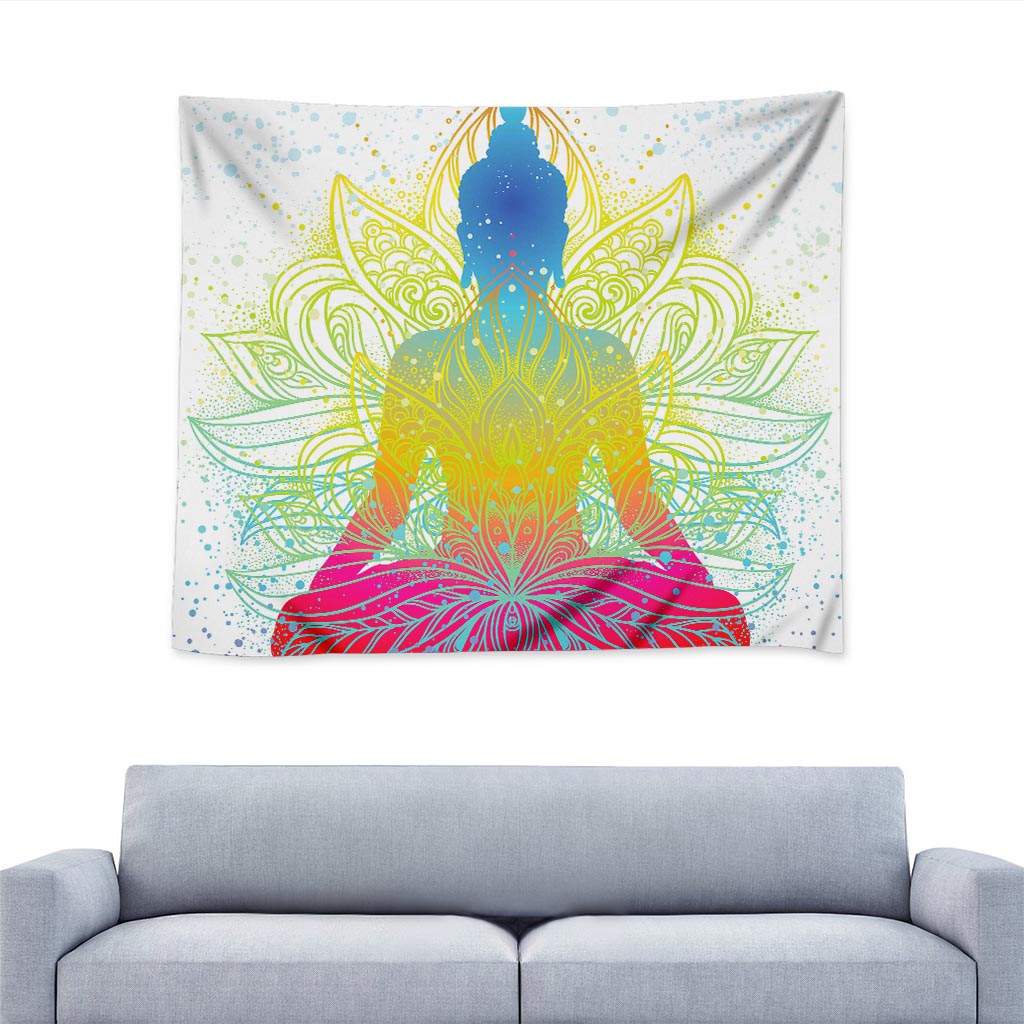 Colorful Buddha Lotus Print Tapestry