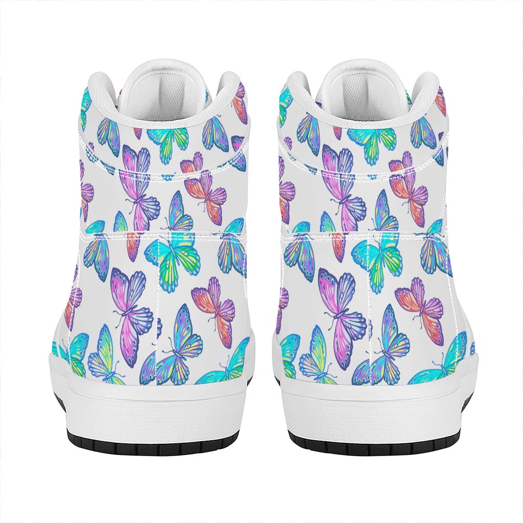 Colorful Butterfly Pattern Print High Top Leather Sneakers