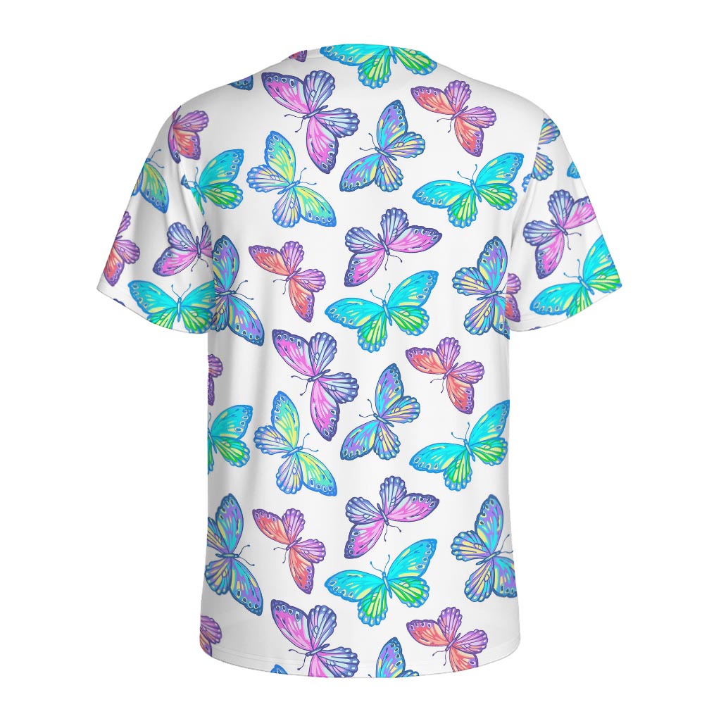 Colorful Butterfly Pattern Print Men's Sports T-Shirt
