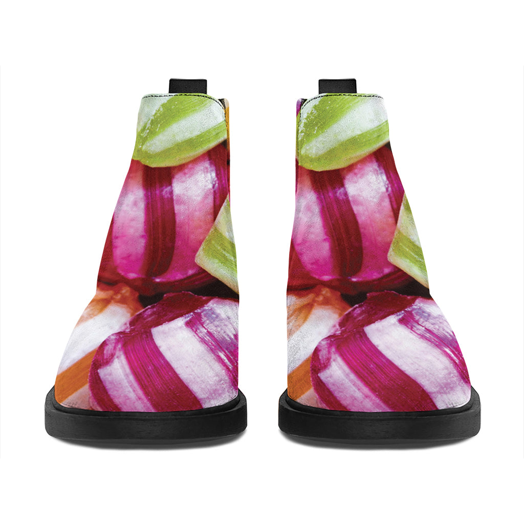 Colorful Candy Ball Print Flat Ankle Boots