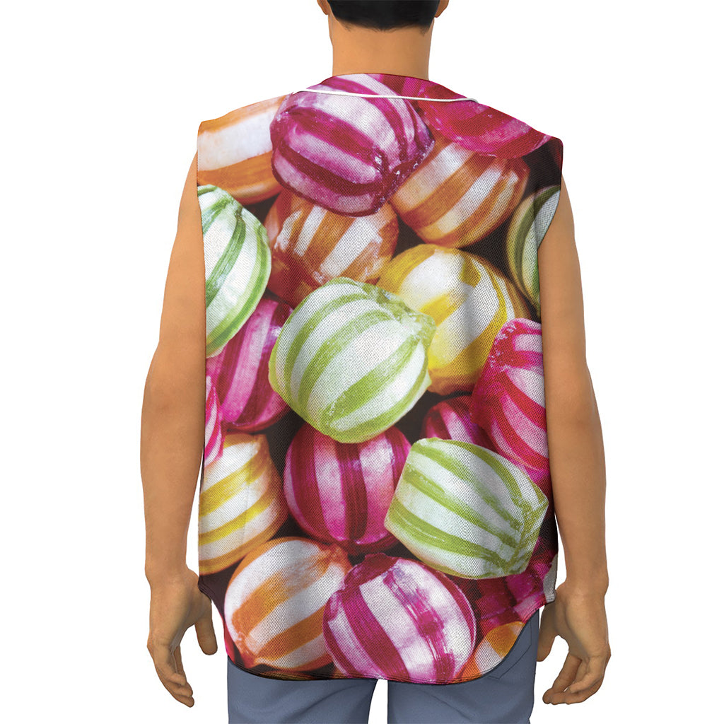 Colorful Candy Ball Print Sleeveless Baseball Jersey