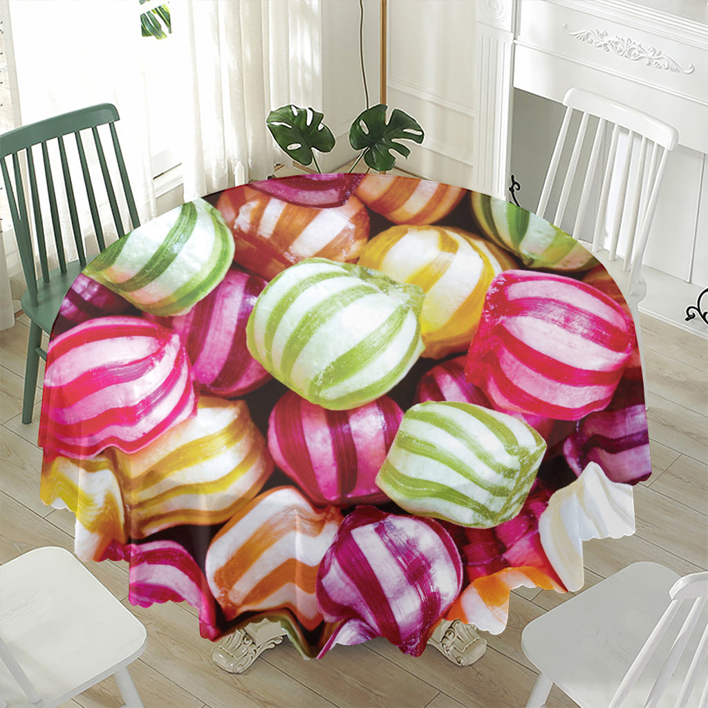 Colorful Candy Ball Print Waterproof Round Tablecloth