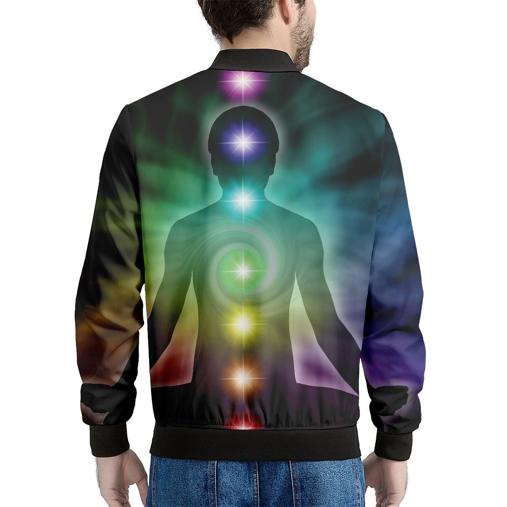 Colorful Chakras Aura Print Men's Bomber Jacket