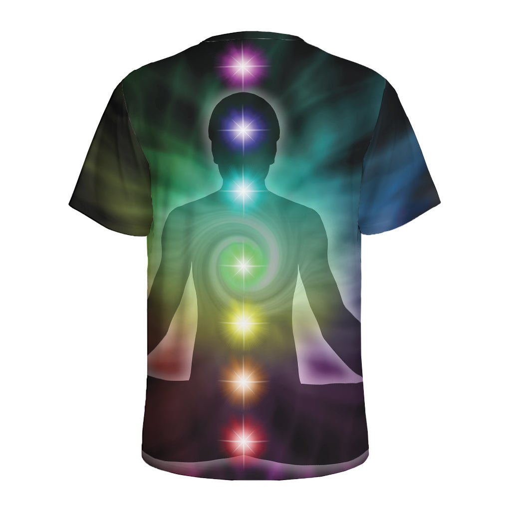 Colorful Chakras Aura Print Men's Sports T-Shirt