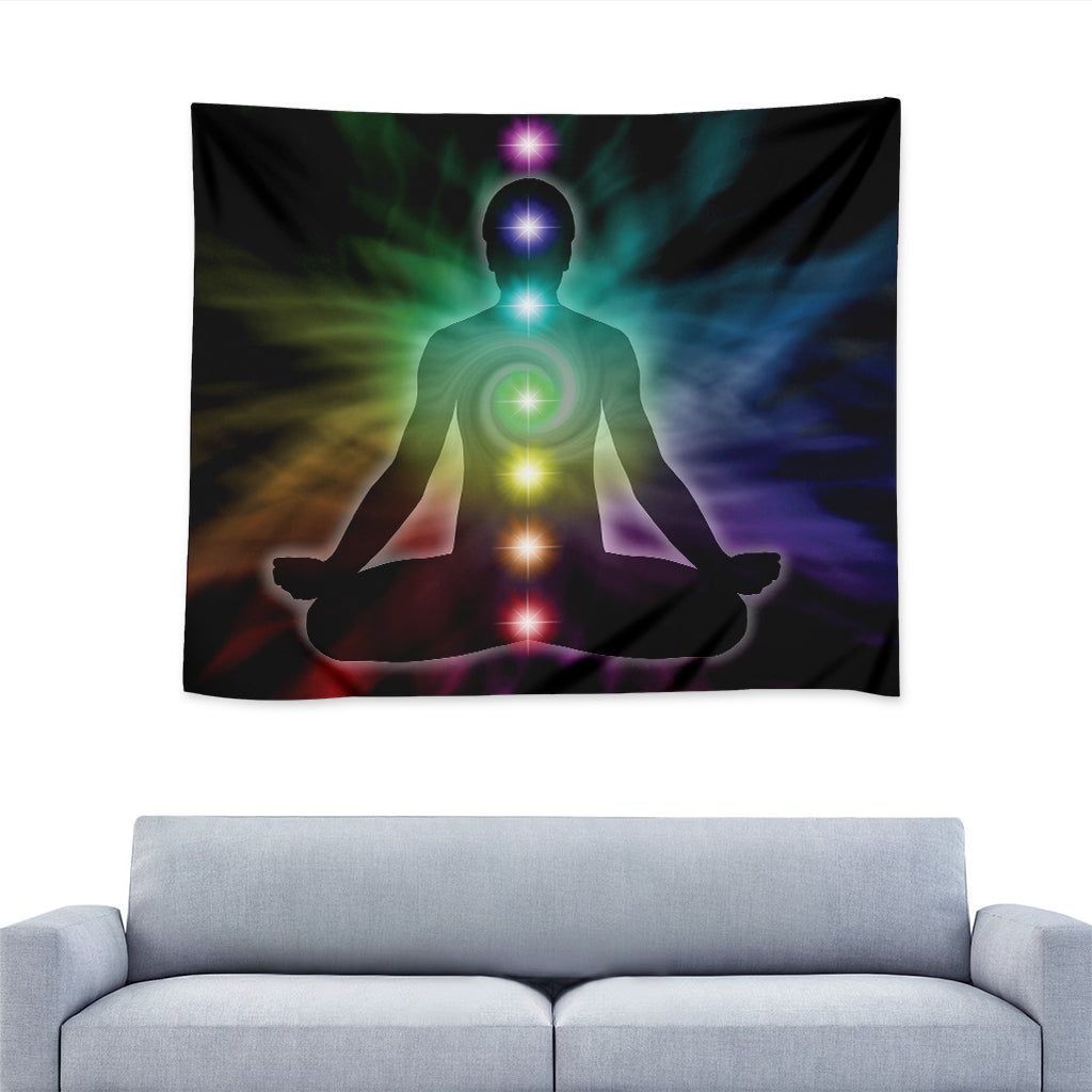 Colorful Chakras Aura Print Tapestry