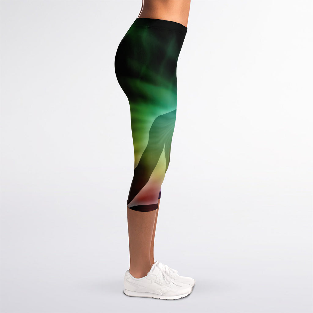 Colorful Chakras Aura Print Women's Capri Leggings