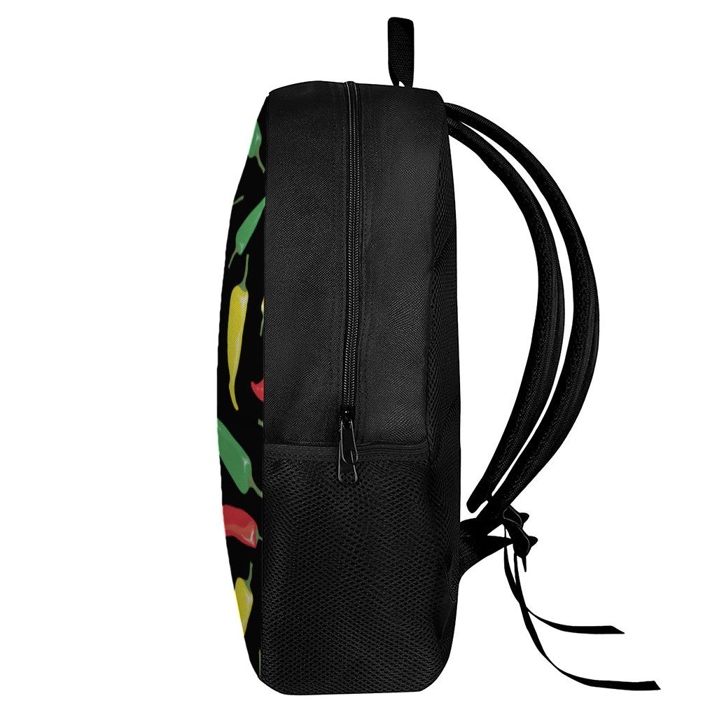 Colorful Chili Peppers Pattern Print 17 Inch Backpack