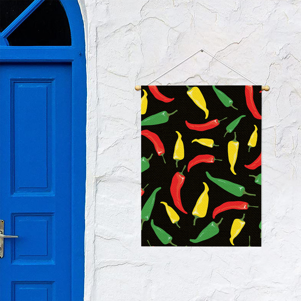 Colorful Chili Peppers Pattern Print Garden Flag