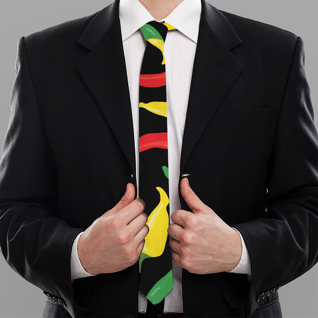 Colorful Chili Peppers Pattern Print Necktie