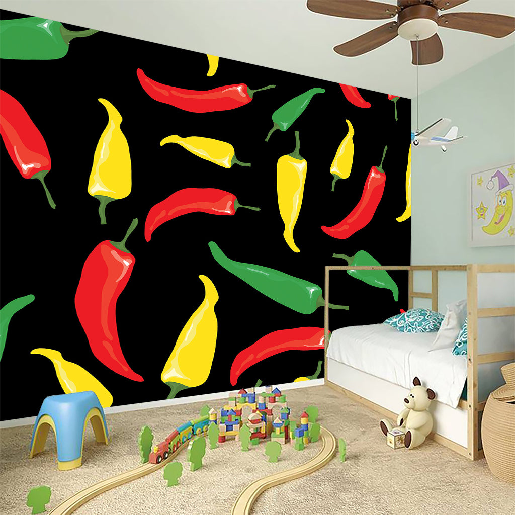 Colorful Chili Peppers Pattern Print Wall Sticker