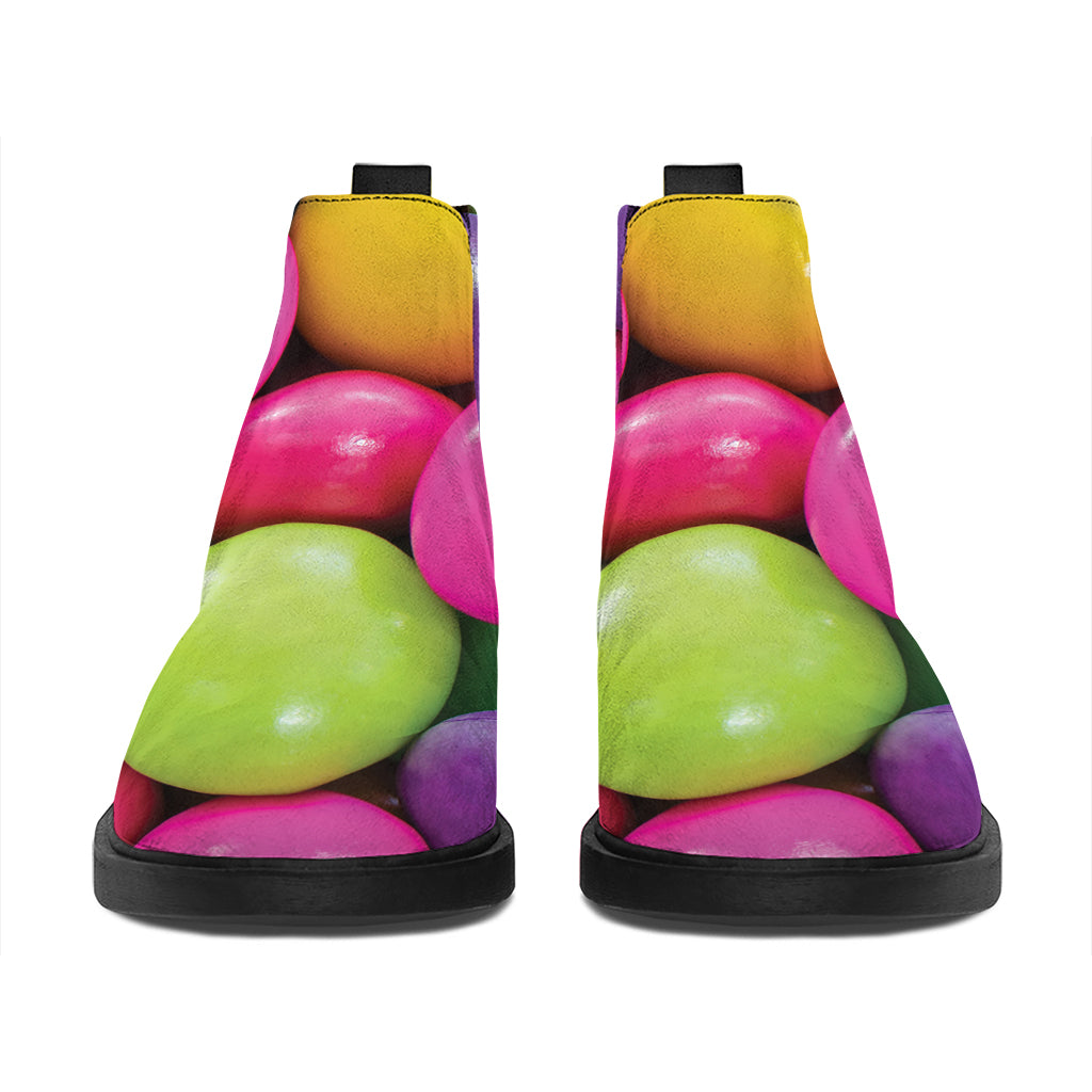 Colorful Chocolate Candy Print Flat Ankle Boots