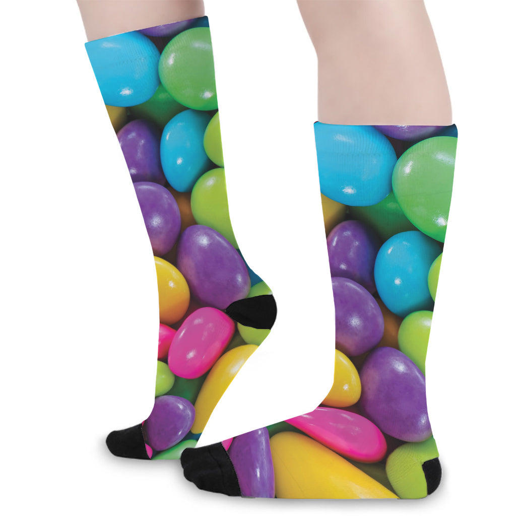 Colorful Chocolate Candy Print Long Socks