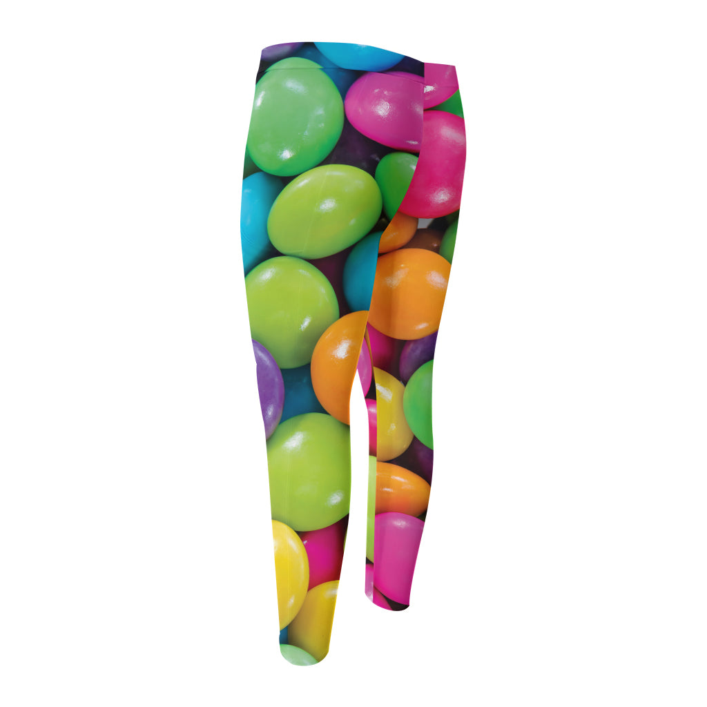 Colorful Chocolate Candy Print Men's Compression Pants