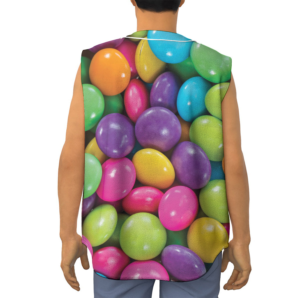 Colorful Chocolate Candy Print Sleeveless Baseball Jersey