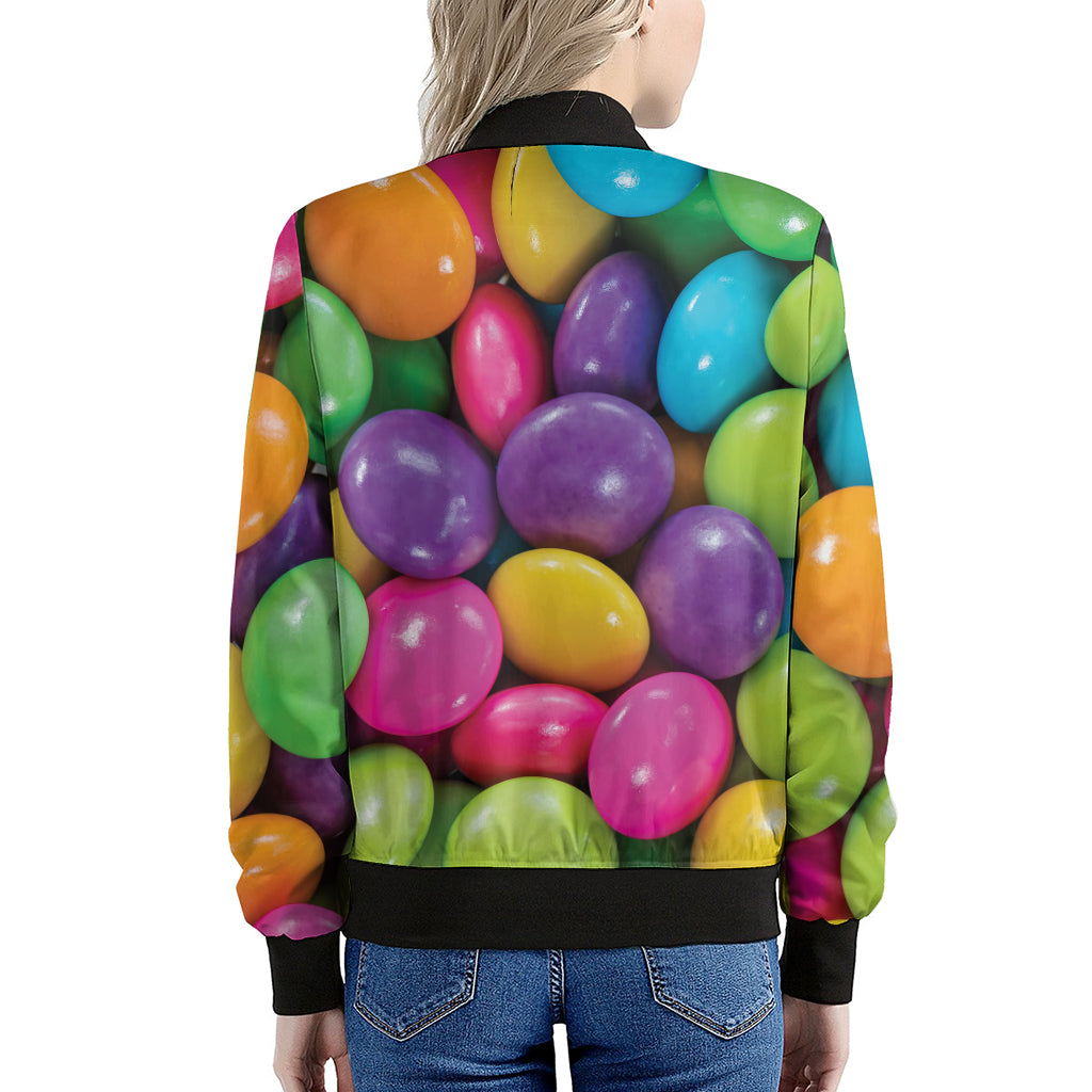 Colorful Chocolate Candy Print Women's Bomber Jacket