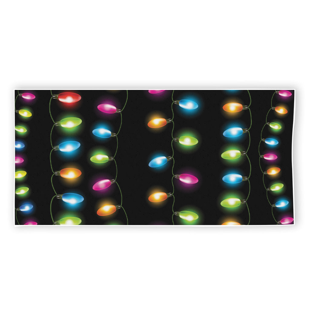 Colorful Christmas Lights Print Beach Towel