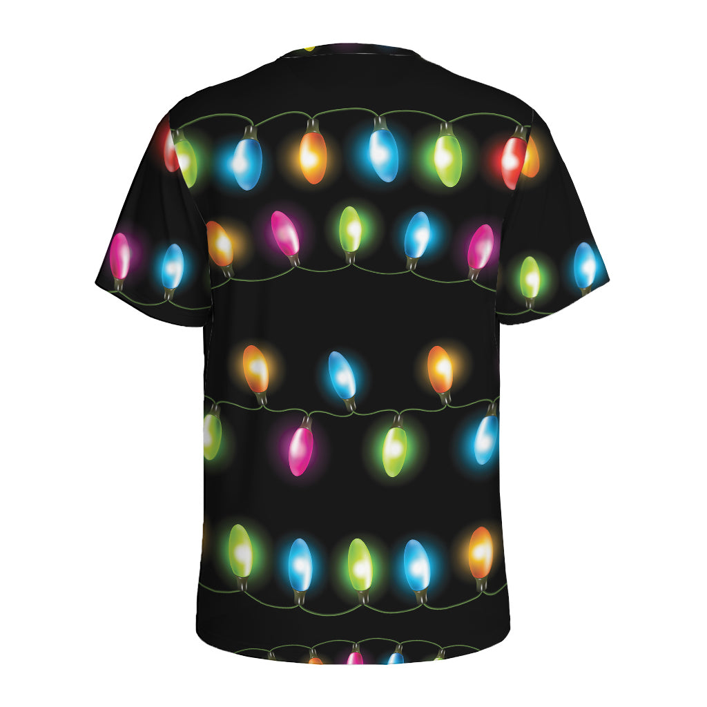 Colorful Christmas Lights Print Men's Sports T-Shirt