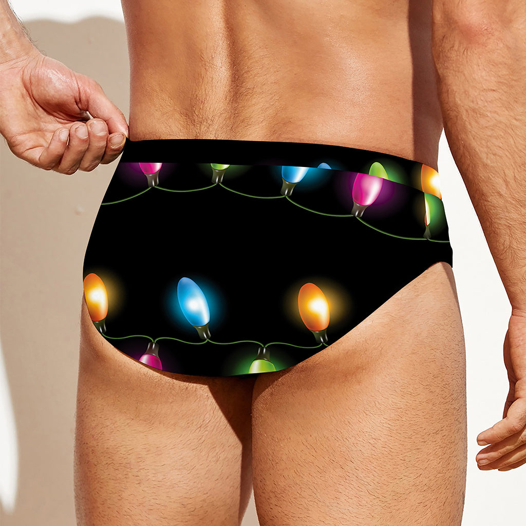 Colorful Christmas Lights Print Men's Swim Briefs