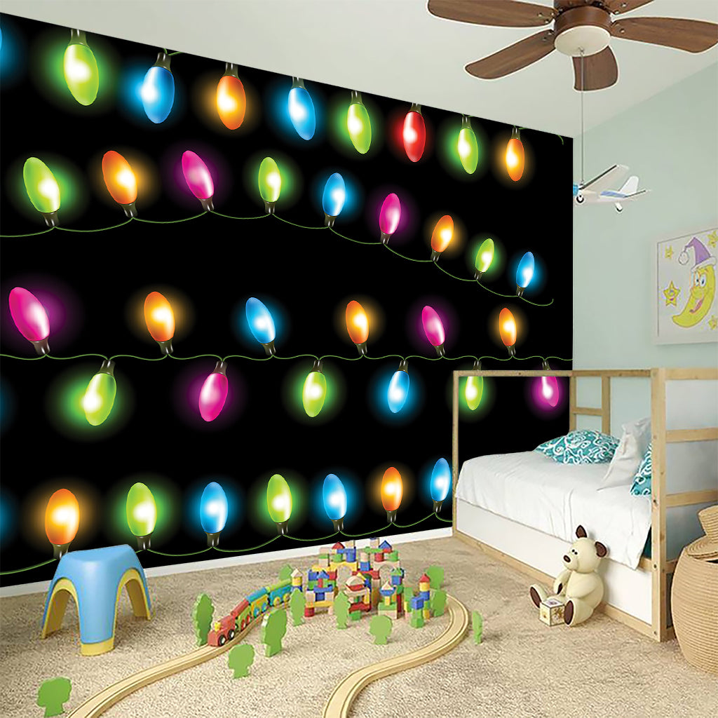 Colorful Christmas Lights Print Wall Sticker