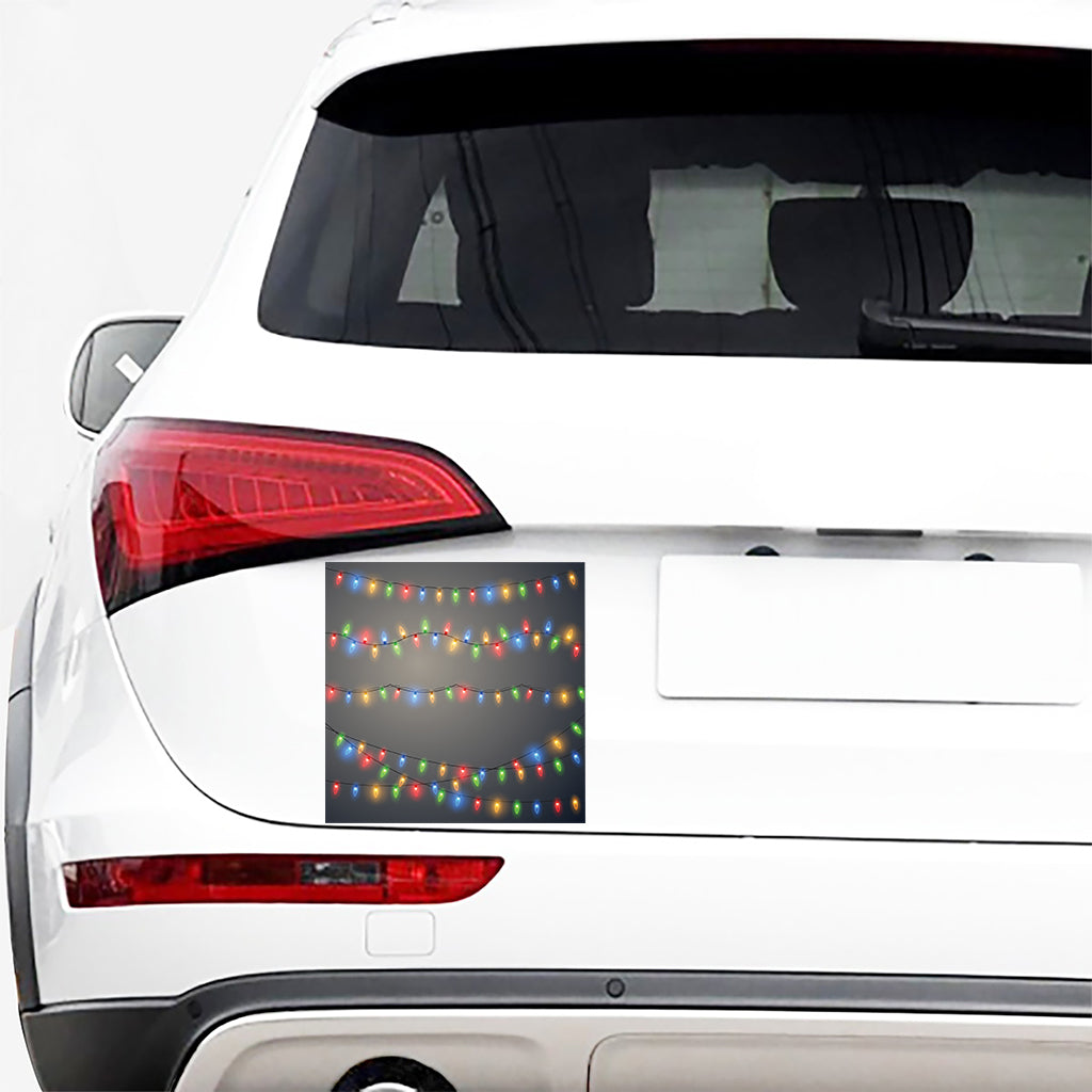 Colorful Christmas String Lights Print Car Sticker