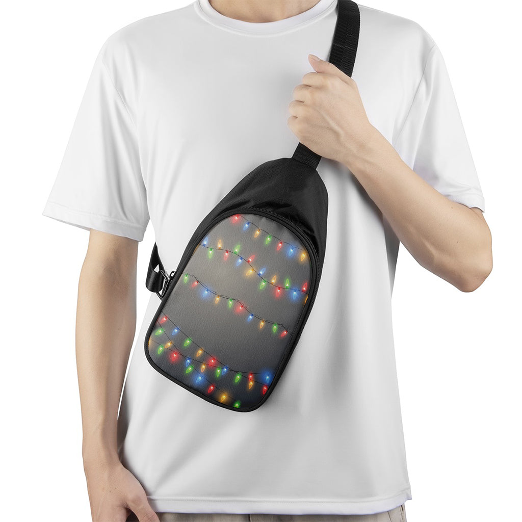 Colorful Christmas String Lights Print Chest Bag