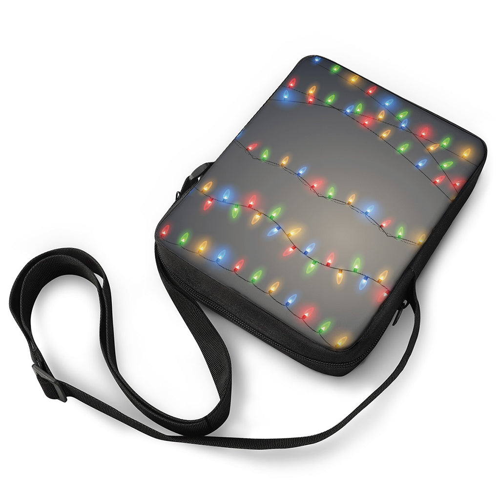 Colorful Christmas String Lights Print Rectangular Crossbody Bag